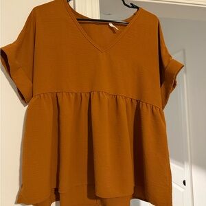 Entro Terracotta V-Neck Blouse